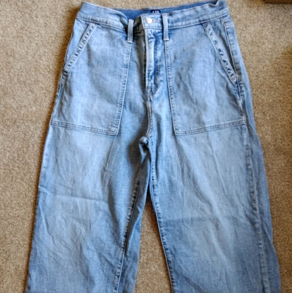 GAP High Rise Wide Leg Utility Crop Denim